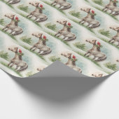 Winter Paard Cadeaupapier met Kerstman Hoed (Hoek)