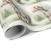 Winter Paard Cadeaupapier met Kerstman Hoed (Rol Hoek)