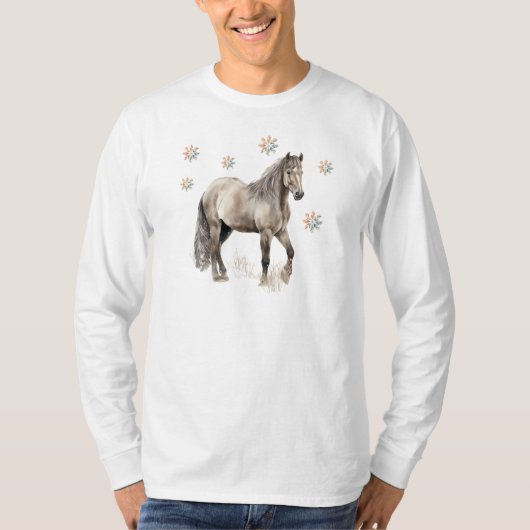 Winter Paard Lange Mouw T-shirt (Voorkant)