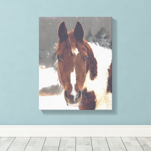 Winter Paard Verpakt Canvas (Insitu (Houten vloer))