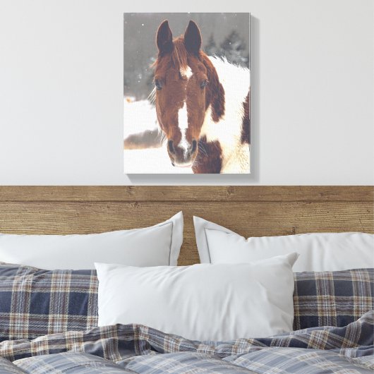 Winter Paard Verpakt Canvas Afdruk (Insitu (Slaapkamer))
