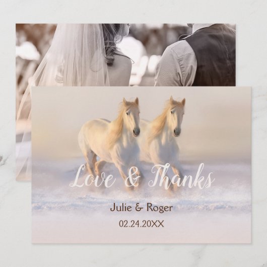 Winter Paarden Foto bruiloft Hartelijk dank Bedankkaart (Voorkant / Achterkant)