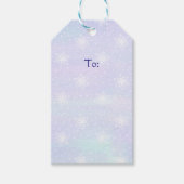 Winter Paars Blue Sky White Snowflakes Polka Dots Cadeaulabel (Voorkant)