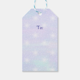 Winter Paars Blue Sky White Snowflakes Polka Dots Cadeaulabel