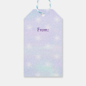 Winter Paars Blue Sky White Snowflakes Polka Dots Cadeaulabel (Achterkant)