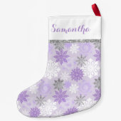 Winter Paars en zilver gepersonaliseerd Kleine Kerstsok (Achterkant)