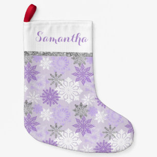 Winter Paars en zilver gepersonaliseerd Kleine Kerstsok