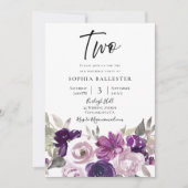 Winter Paars Lavender Floral 2e verjaardag Kaart (Voorkant)