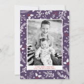 Winter Paarse Bessen Kerstvakantie Plat Kaart (Voorkant)