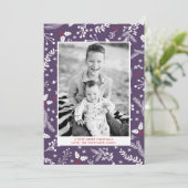 Winter Paarse Bessen Kerstvakantie Plat Kaart (Staand voorkant)