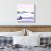Winter Paarse Heuvels Aquarel Canvas Afdruk (Insitu (Slaapkamer))