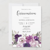 Winter Paarse Lavender Floral Quinceanera Kaart (Voorkant)