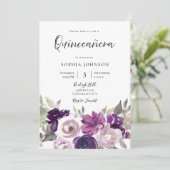Winter Paarse Lavender Floral Quinceanera Kaart (Staand voorkant)