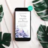 Winter Paarse Pine Sneeuw Wedding Party Kaart