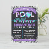 Winter Paarse Pool verjaardagsfeestje bash Kaart (Staand voorkant)