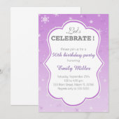 Winter Paarse Sneeuwvlok Uitnodiging Volwassene Ve (Voorkant / Achterkant)