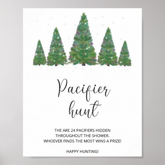 Winter Pacifier Hunt Sign. Zoek het Pacifier-spel Poster (Voorkant)