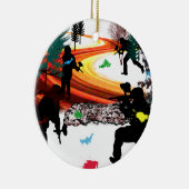 Winter Paintball in de Bossen Keramisch Ornament (Rechts)