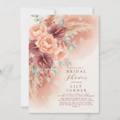 Winter Pampas Floral Bridal Shower Invitation Card Kaart (Voorkant)