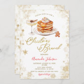 Winter Pancake Gold Snowflakes Christmas Brunch Kaart (Voorkant / Achterkant)