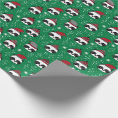 Winter Panda Rood en Groen schattig Kerstfeest Cadeaupapier (Hoek)
