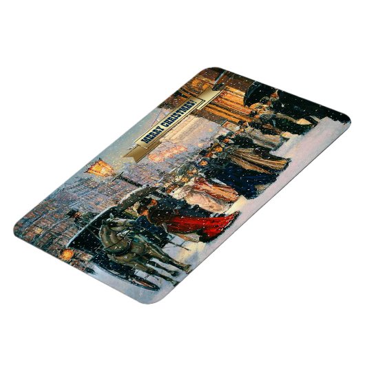  Winter Parisian Scene met kerstcadeau Magneet (Linkerzijde)