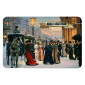  Winter Parisian Scene met kerstcadeau Magneet (Horizontaal)