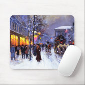  Winter Parisian Scene met kerstcadeau Muismat (Met muis)