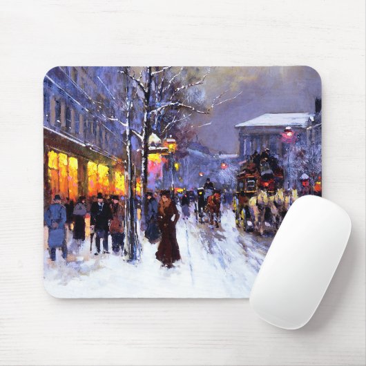  Winter Parisian Scene met kerstcadeau Muismat (Met muis)
