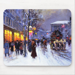  Winter Parisian Scene met kerstcadeau Muismat
