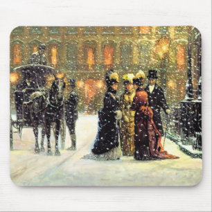 Winter Parisian Scene met kerstcadeau Muismat