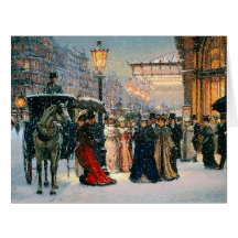  Winter Parisian Scene met kerstKaart