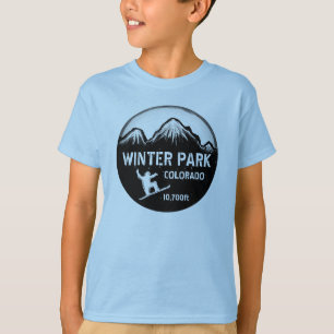 Winter Park Colorado blue boys snowboard art t-shi T-shirt