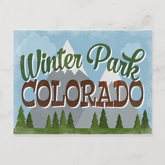 Winter Park Colorado Fun Retro Snowy Mountains Briefkaart (Voorkant)