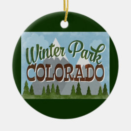 Winter Park Colorado Fun Retro Snowy Mountains Keramisch Ornament