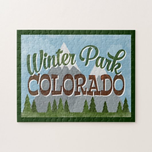 Winter Park Colorado Fun Retro Snowy Mountains Legpuzzel (Horizontaal)