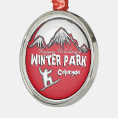 Winter Park Colorado rode sneeuwplanversiering Metalen Ornament (Links)