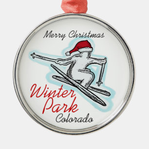 Winter Park Colorado santa skier pet ornament
