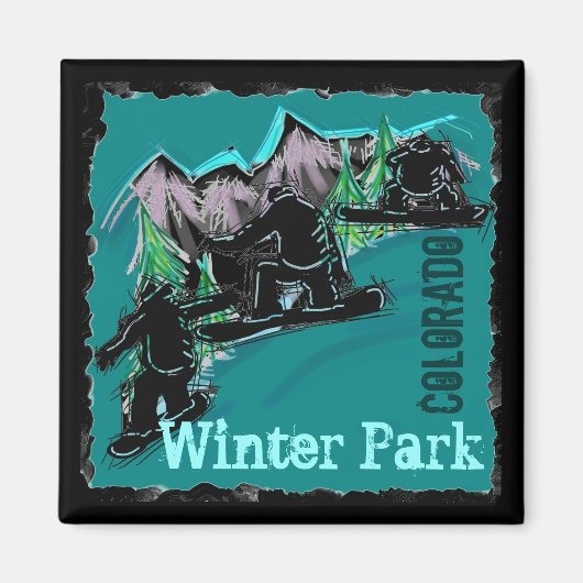 Winter Park Colorado snowboardmagneet Magneet (Voorkant)