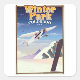 Winter Park Colorado vintage reisposter Vierkante Sticker