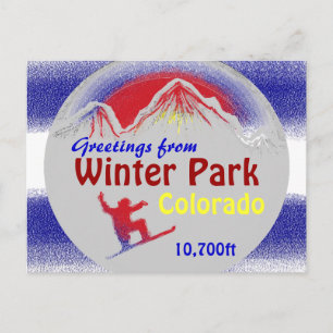 Winter Park Colorado vlag groeten artsy briefkaart