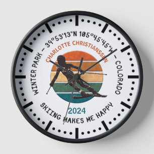 Winter Park, Colorado - Vrouw skiër, zwarte tekst