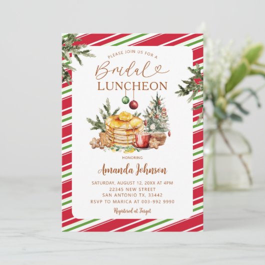 Winter Party Bridal Luncheon Pancake & Cocoa Kaart (Staand voorkant)