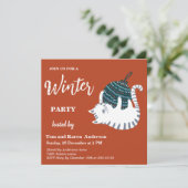 Winter Party Christmas Toy Cat Kaart (Staand voorkant)