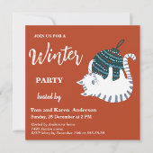 Winter Party Christmas Toy Cat Kaart (Voorkant)