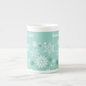 Winter Pastel Blue Snowflake kerstseizoen Porselein Kop (Voorkant)