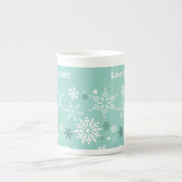 Winter Pastel Blue Snowflake kerstseizoen Porselein Kop