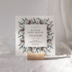 Winter Pastel Elegante Vierkante Open Huis Kaart