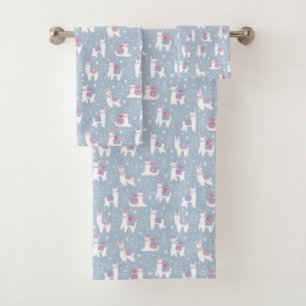 Winter Pastel Llama Pattern Bad Handdoek