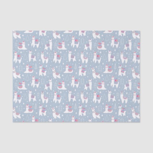 Winter Pastel Llama Pattern Tissuepapier (Voorkant)